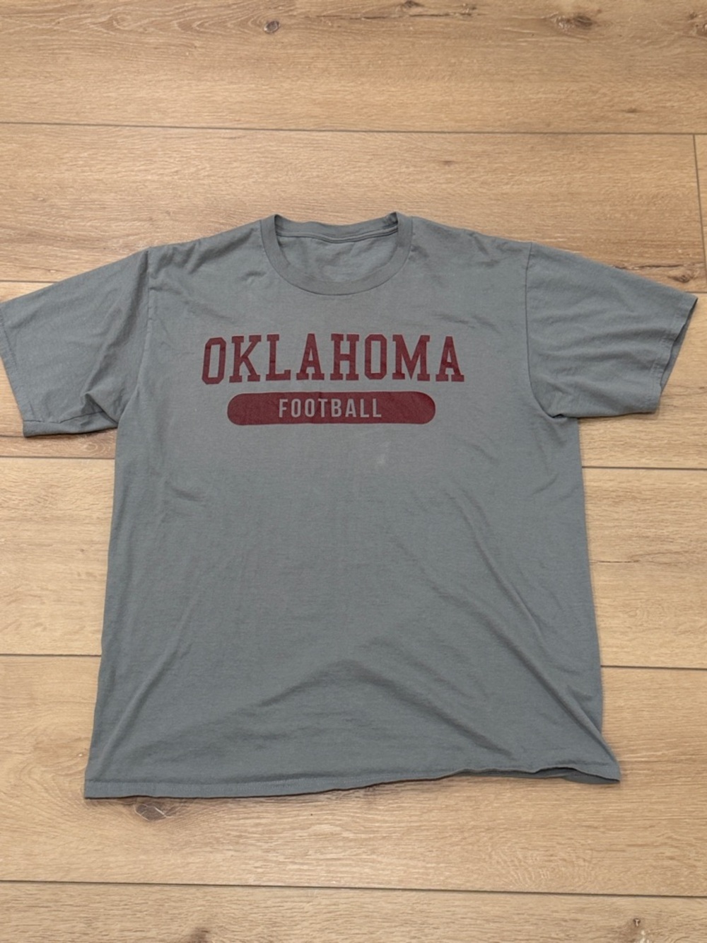 Oklahoma Football Gray Tee with Maroon Print
